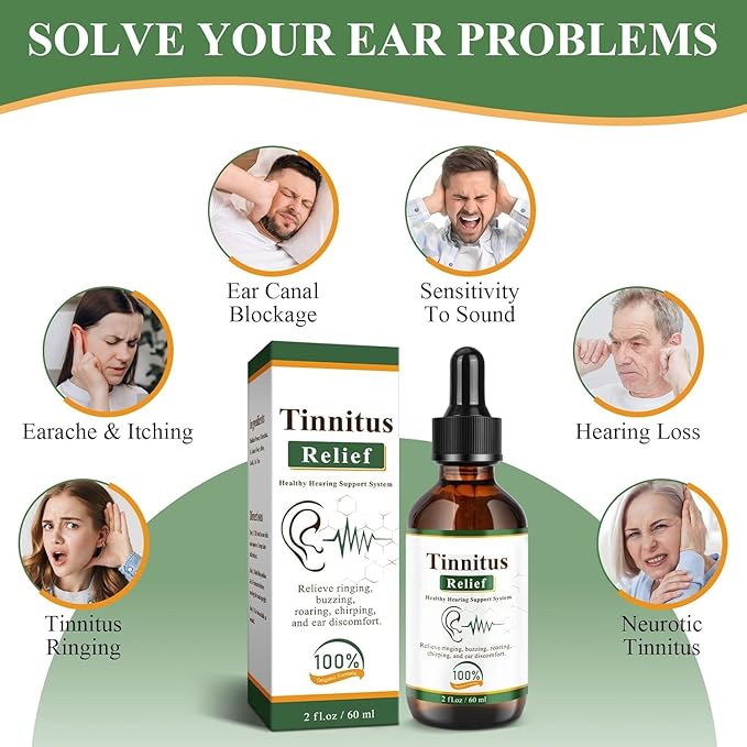 Tinnitus Relief Drops | 100% Herbal Ear Oil for Ringing & Buzzing | Helps Reduce Ear Discomfort & Roaring | Natural Hearing Support Formula | For Men & Women |