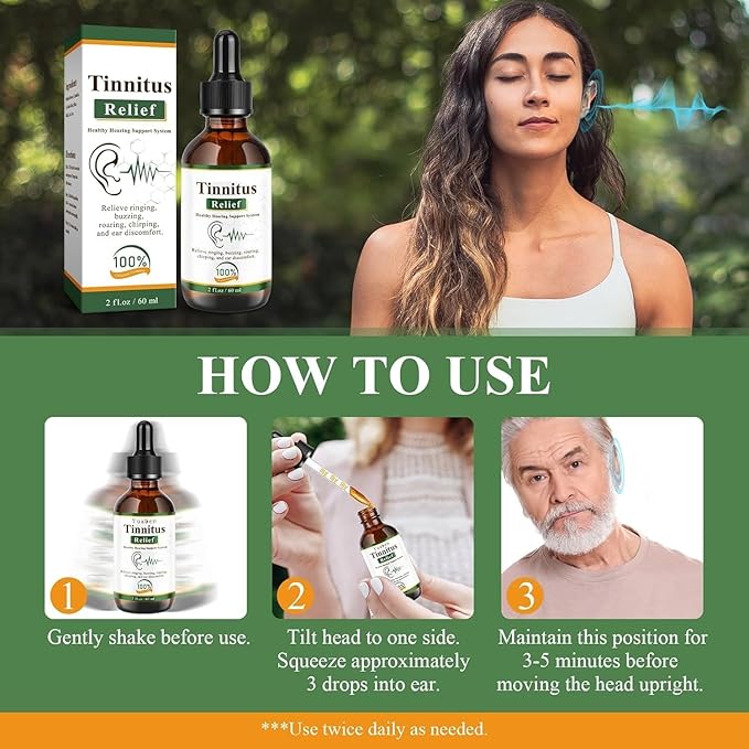 Tinnitus Relief Drops | 100% Herbal Ear Oil for Ringing & Buzzing | Helps Reduce Ear Discomfort & Roaring | Natural Hearing Support Formula | For Men & Women |