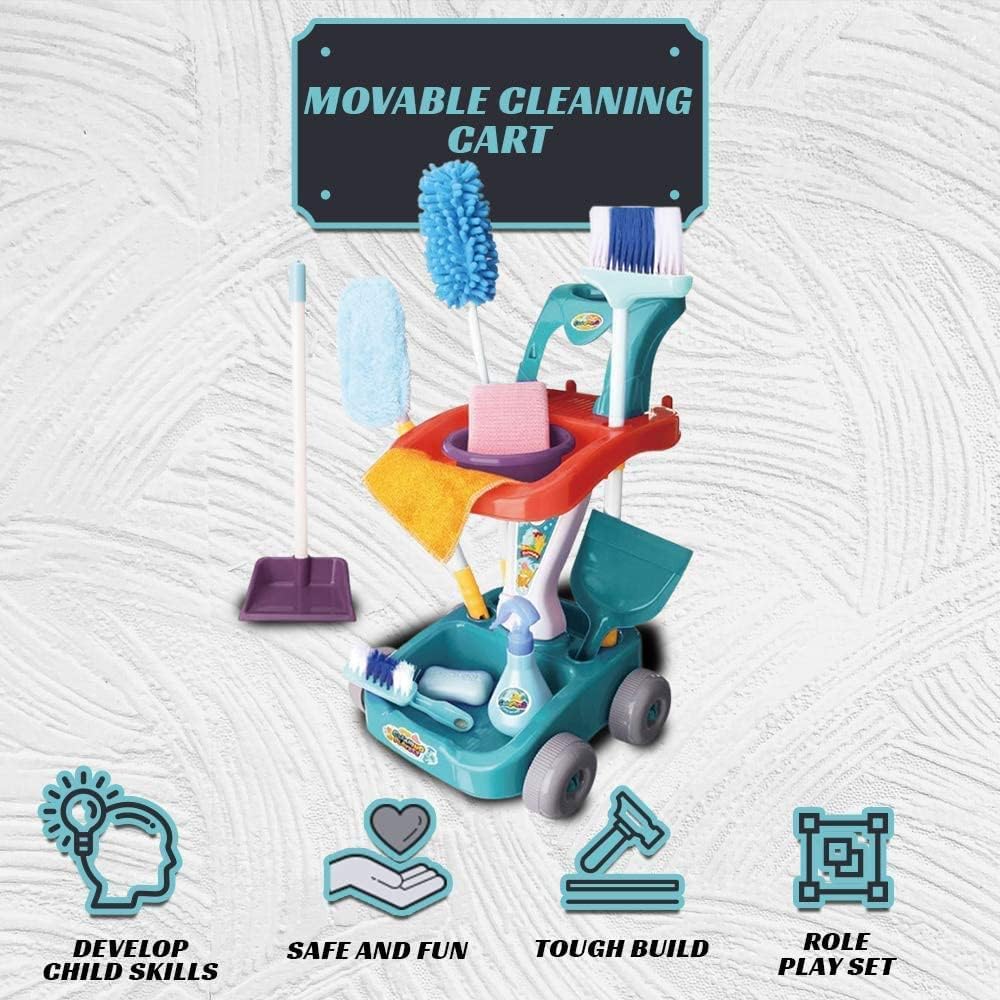 Generic Kids Cleaning Play Set 22 pcs broom with cart, brooms, and mop