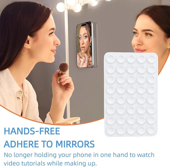 2 Pack Silicone Suction Cup Phone Case - Mount Double Sided, Phone Accessories Hands-Free Strong Grip Holder for Selfies and Videos, Silicon Phone Stand (Black&White)