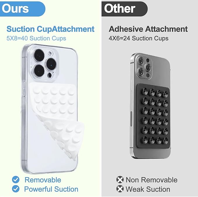 2 Pack Silicone Suction Cup Phone Case - Mount Double Sided, Phone Accessories Hands-Free Strong Grip Holder for Selfies and Videos, Silicon Phone Stand (Black&White)