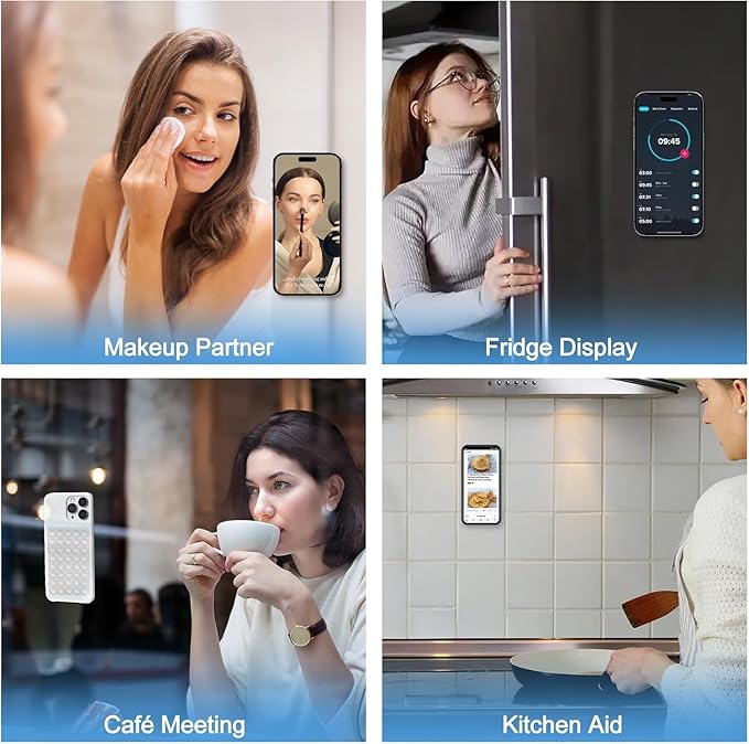 2 Pack Silicone Suction Cup Phone Case - Mount Double Sided, Phone Accessories Hands-Free Strong Grip Holder for Selfies and Videos, Silicon Phone Stand (Black&White)