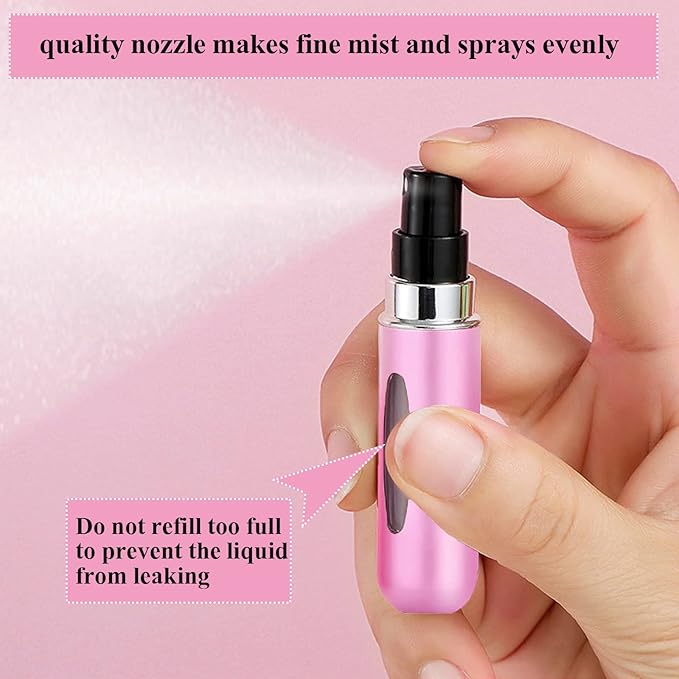 Wendergo Perfume Atomiser Refillable 5 Pcs Travel Bottle Mini ML Atomizer Spray Portable Empty Fragrance Container for Aftershave Holiday and Night Out