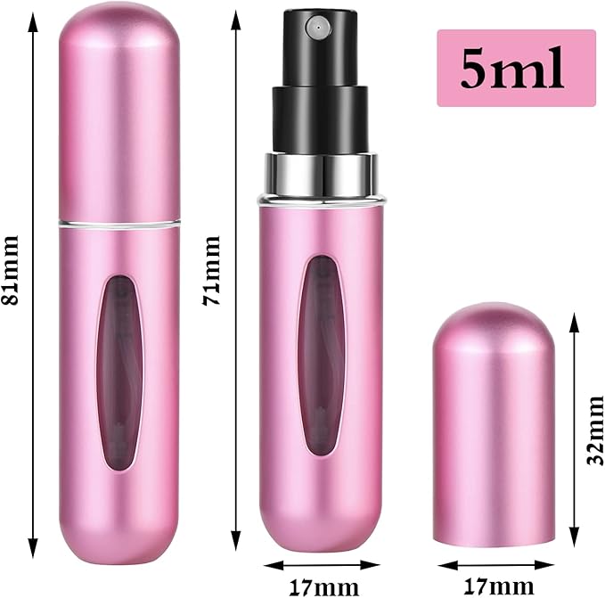 Wendergo Perfume Atomiser Refillable 5 Pcs Travel Bottle Mini ML Atomizer Spray Portable Empty Fragrance Container for Aftershave Holiday and Night Out